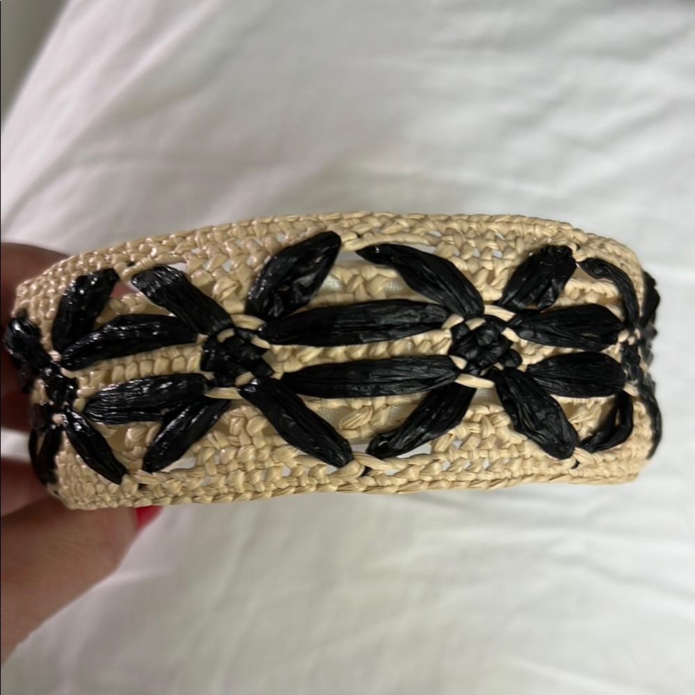 Raffia Black and Tan Woven Headband